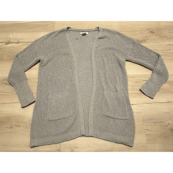 Rachel Zoe Women M Cardigan Open Front Knit Pockets Long Sleeve Gray Coastal - Picture 1 of 8